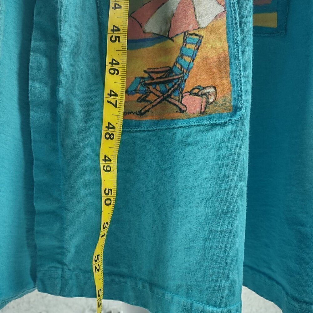 Michael Leu Art to Wear 100% Cotton Turquoise Sleeveless Tank Maxi Dress Size M - Picture 6 of 11